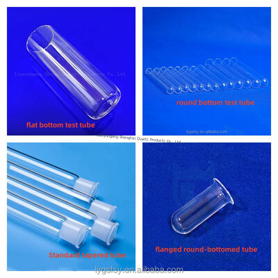 qualité  Factory made high temperature resistant fused quartz glass tubes  flat/round bottomrtest tubes for laboratory use Usine