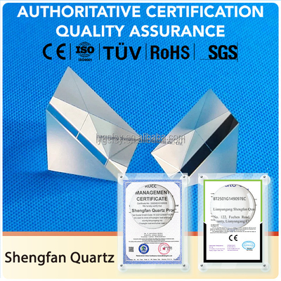 Service de traitement de coupe et de soudure sur mesure de prismes en quartz optique pour plaque de quartz transparente carrée