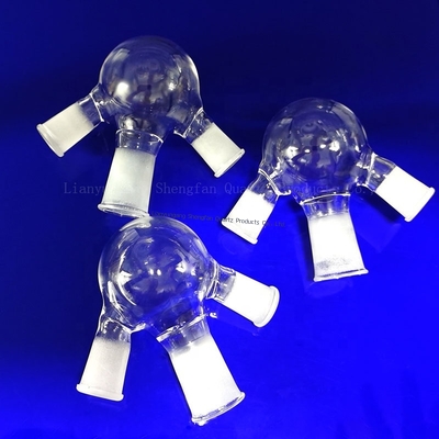 Fiole à trois cols en plaque de quartz clair fabriquée à la main avec un service de traitement de coupe forgée