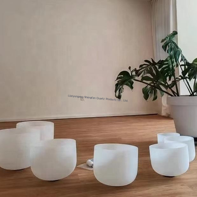 432hz 440hz Cuve sonore au quartz glacé Cuve chantant en cristal coloré Cuve de méditation Yoga Guérison Chakra équilibre 7 pièces