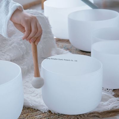 Bol chantant en quartz d'équilibre des 7 chakras avec 12 notes musicales et résistance aux hautes températures pour la méditation