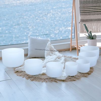 Bol chantant en quartz d'équilibre des 7 chakras avec 12 notes musicales et résistance aux hautes températures pour la méditation