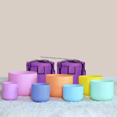 6-12 pouces Saine Quartz Chantanting Bowl Avec Des Maillots Gratuits Et Des Anneaux O Pour La Guérison Sonore