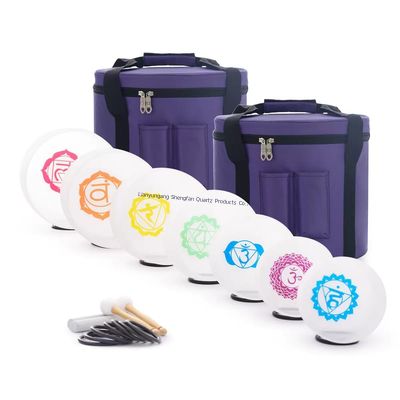 Ensemble de bols chantants chakra de 6 à 12 pouces, guérison sonore saine, maillets et joints toriques gratuits, bols chantants en cristal givré