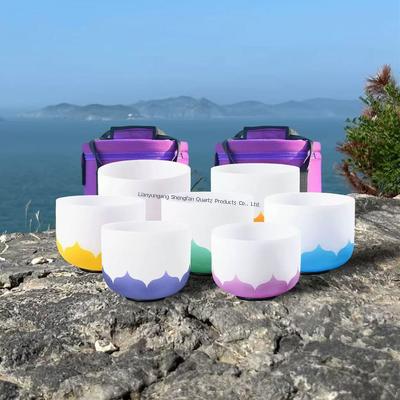 6-12 pouces personnalisable Crystal Bowl Set avec des mailles et des anneaux O gratuits pour la guérison du chakra