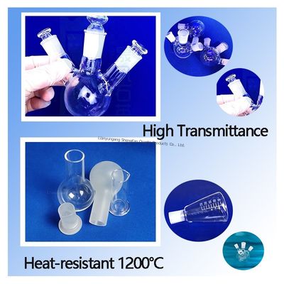 Bouteille de verre en quartz de silice fusionné sur mesure avec joint