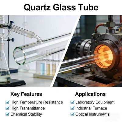 Tubes en verre de quartz à haute pureté SIO2>99,99% avec bonne isolation électrique et résistance à haute température 1100°C