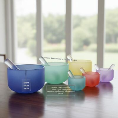 Bol chantant en quartz d'équilibre des 7 chakras avec 12 notes musicales et résistance aux hautes températures pour la méditation